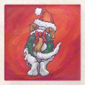 セント・ベルナルド・クリスマス・オン・レッド ガラスコースター (正面)