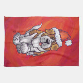 セント・ベルナルド・クリスマス・オン・レッド キッチンタオル (横)