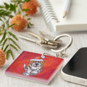 セント・ベルナルド・クリスマス・オン・レッド キーホルダー (正面右)