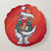 セント・ベルナルド・クリスマス・オン・レッド ラウンドクッション (裏面)