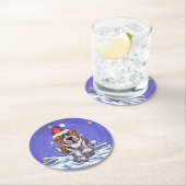 セント・ベルナール・クリスマス ラウンドペーパーコースター (インサイチュ)