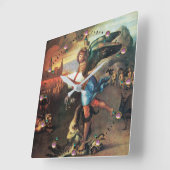 セント・マイケルとドラゴン スクエア壁時計 (傾斜)