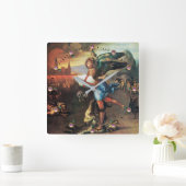 セント・マイケルとドラゴン スクエア壁時計 (ホーム)