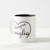 センプリファミイタリアンリア「常に家族」ハート ツートーンマグカップ (正面左)