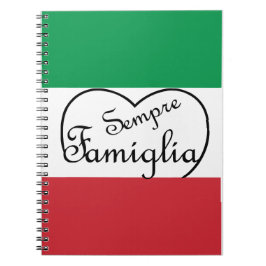 センプリファミイタリアンリア「常に家族」ハート ノートブック