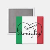 センプリファミイタリアンリア「常に家族」ハート マグネット (正面/裏面)