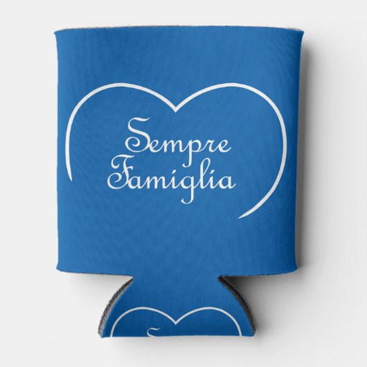 センプリファミイタリアンリア「常に家族」ハート 缶クーラー (正面)
