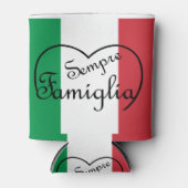 センプリファミイタリアンリア「常に家族」ハート 缶クーラー (正面)