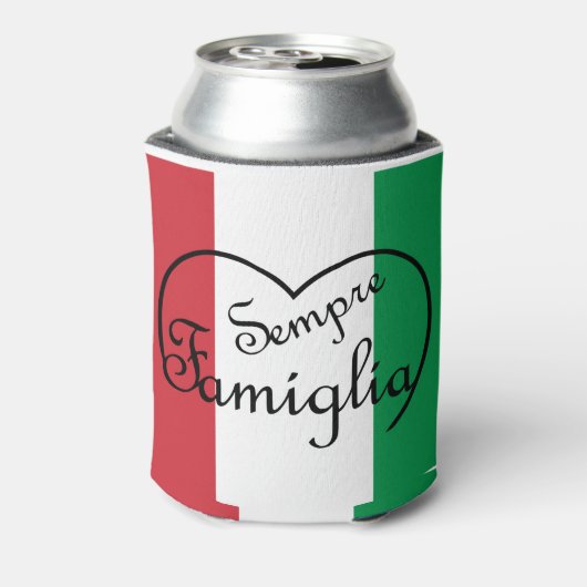 センプリファミイタリアンリア「常に家族」ハート 缶クーラー (缶裏面)
