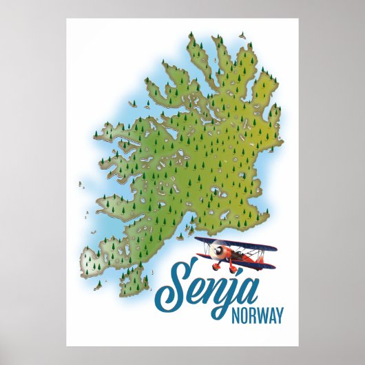 センヤ・ノルウェー島地図 ポスター (正面)