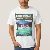 セヴァンアルメニア湖ヴィンテージスタイル旅行ポスター Tシャツ (正面)