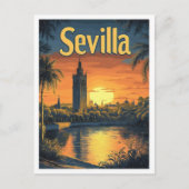 セヴィラスペインアートヴィンテージトラベルイラストレーション ポストカード (正面)