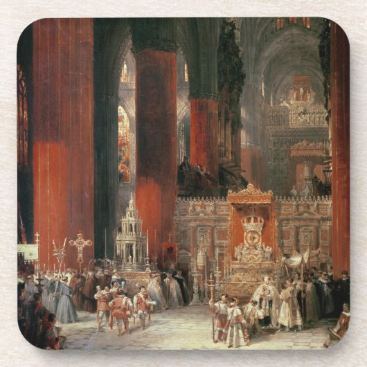 セヴィルのカテドラル1833年の行列(canvの油 コースター (正面)
