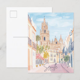 セヴィルスペイングアッシュ絵を描イラストレーション旅行 ポストカード