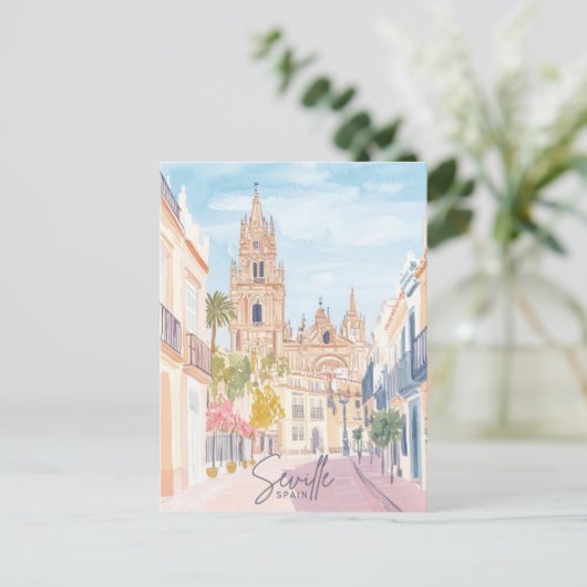 セヴィルスペイングアッシュ絵を描イラストレーション旅行 ポストカード (スタンド正面)