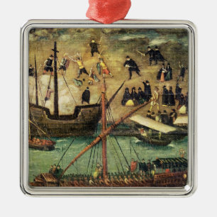 セヴィル、c.1590の港 メタルオーナメント