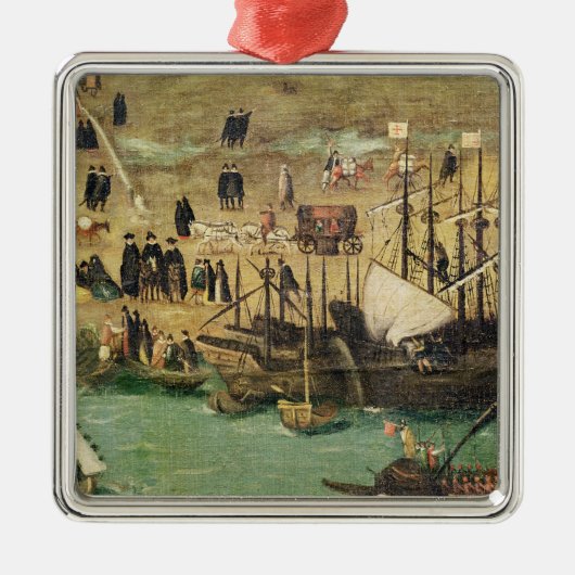 セヴィル、c.1590の港 メタルオーナメント (正面)