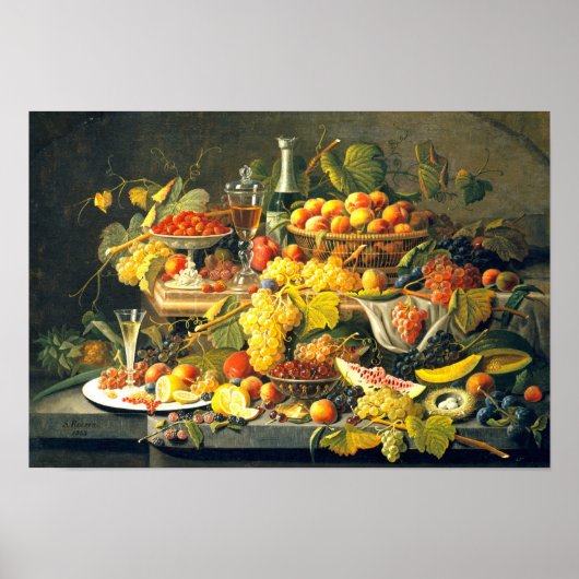 セヴェリン・ローゼンによる「静物画：果物 1855年」 - ポスター (正面)