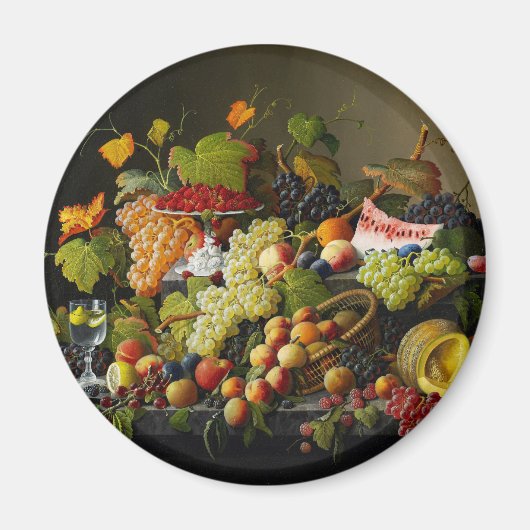 セヴェリン・ローゼン 豊かな果物の静物画アート マグネット (正面)