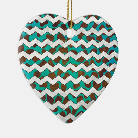 セヴロンダルマティアンブラウンとティール(緑がかった色) セラミックオーナメント (右)