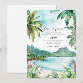 セーシェルの水彩画ウェディング 招待状 (正面/裏面)