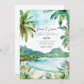 セーシェルの水結婚色 招待状 (正面/裏面)