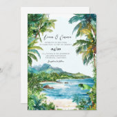 セーシェルの目的地の結婚式 招待状 (正面/裏面)