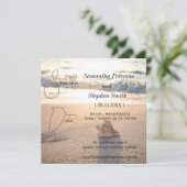 セーシェルの美しいビーチ、あなたの写真救 セーブザデート (スタンド正面)