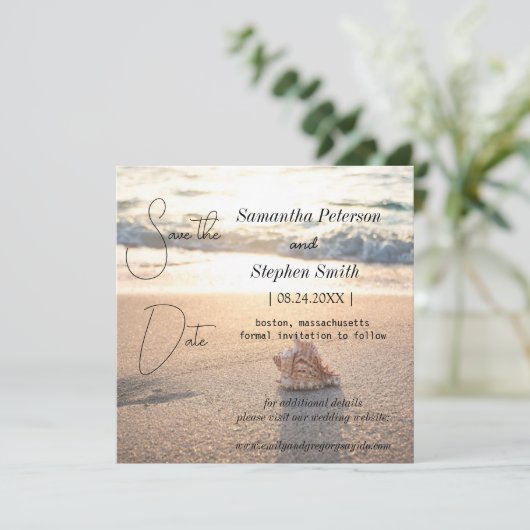 セーシェルの美しいビーチ、あなたの写真救 セーブザデート (スタンド正面)