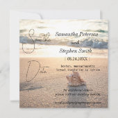 セーシェルの美しいビーチ、あなたの写真救 セーブザデート (正面)