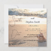 セーシェルの美しいビーチ、あなたの写真救 セーブザデート (正面)