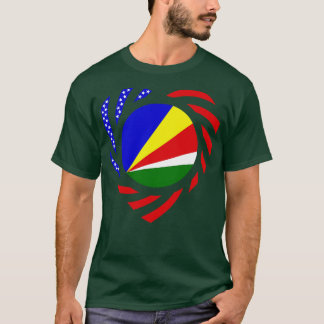セーシェルアメリカ多国籍愛国国旗Hea Tシャツ