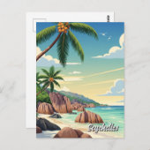 セーシェルアンスソースダルジャンビーチ旅行 ポストカード (正面/裏面)