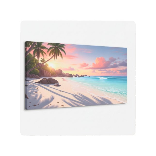 セーシェルサンライズビーチメタルウォールアート メタルプリント (正面)