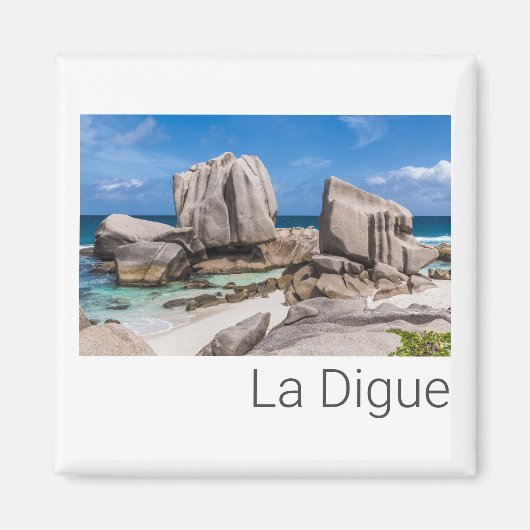 セーシェルラディグエアンセマロンビーチヴィンテージ マグネット (正面)