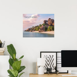 セーシェルラディグヴィンテージサンセットホリデーギフト ポスター