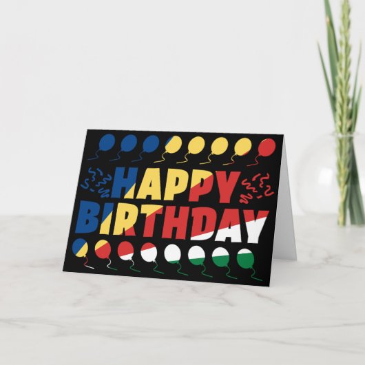 セーシェル国旗の愛国的誕生日 カード (正面)