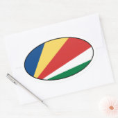 セーシェル国旗の楕円シール 楕円形シール (封筒)