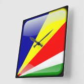 セーシェル国旗 スクエア壁時計 (傾斜)