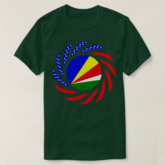 セーシェル米多国籍愛国国旗 Tシャツ (デザイン正面)