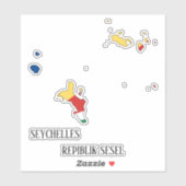セーシェル魅力的国旗の地図 シール (シート)