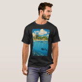 セーシェル イラスト 旅行 アート ヴィンテージ Tシャツ (正面フル)