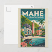 セーシェル・マヘ島のレトロな旅行ポスターアート ポストカード (正面/裏面)