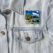 セーシェル、マヘ島、アンスロワイヤルビーチ。3 缶バッジ (インサイチュ)