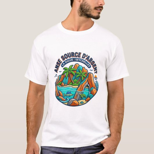 セーシェル ラ・ディーグ 銀の源 Tシャツ (正面)