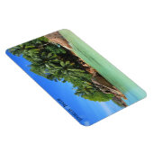 セーシェル – 島にヤシの木がある砂のビーチ マグネット (右側)