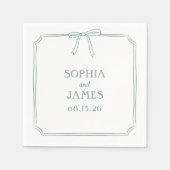 セージお洒落グシンプルリークラシック結婚 スタンダードカクテルナプキン (正面)