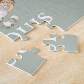 セージお洒落グリーンウッドランド動物モノグラム ジグソーパズル (側面)