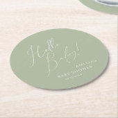 セージお洒落グリーンハローベビー ラウンドペーパーコースター (アングル)