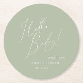 セージお洒落グリーンハローベビー ラウンドペーパーコースター (正面)